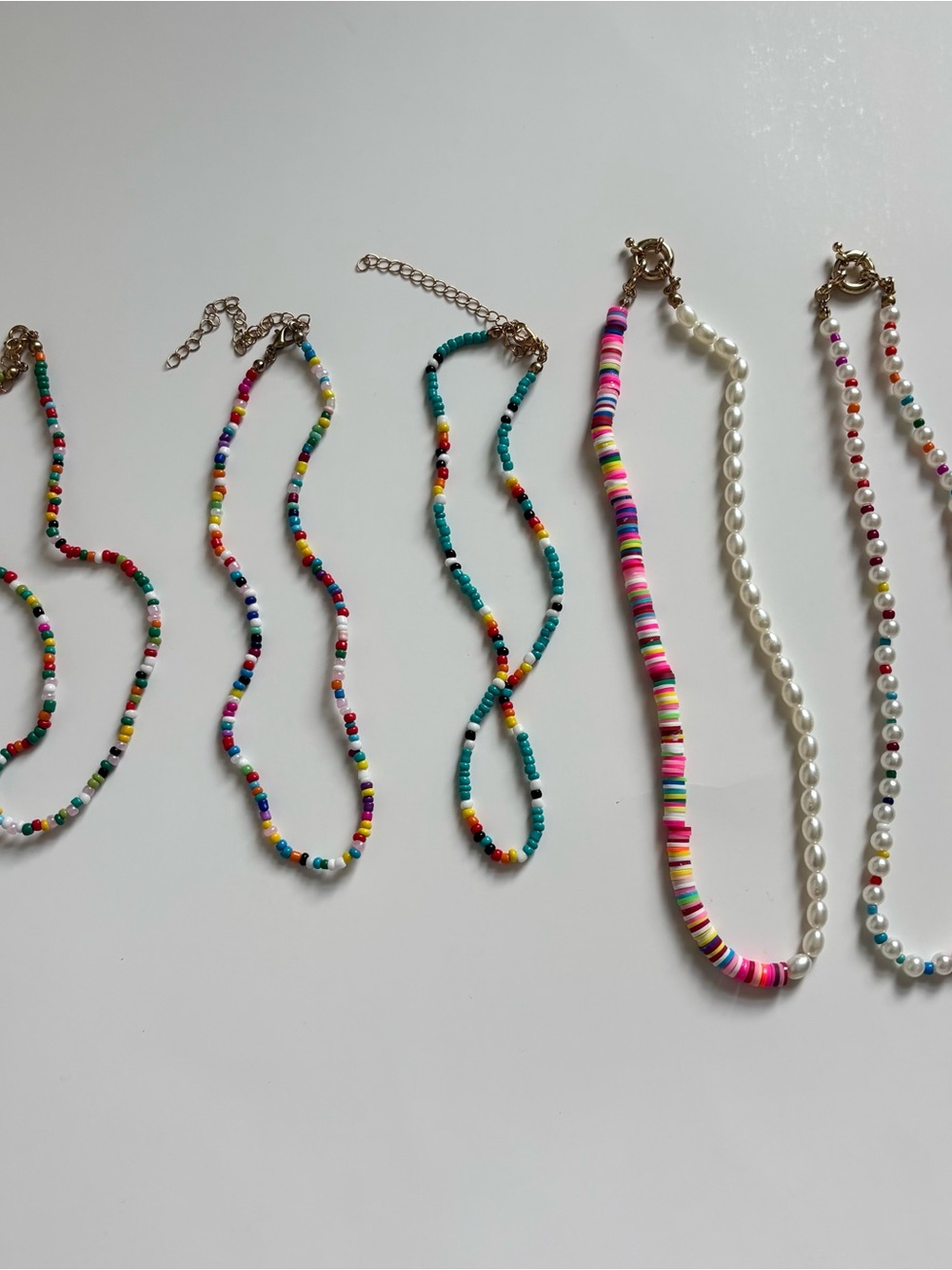 Set of 5 Colorful Beaded Boho Necklaces